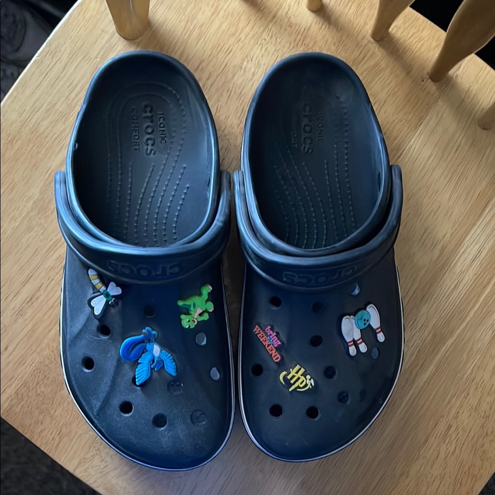 CROCS black Slippers with Perforated Design and Heel Strap